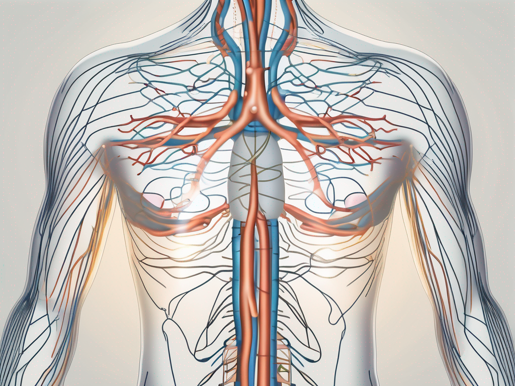 A human body silhouette with highlighted areas like the heart