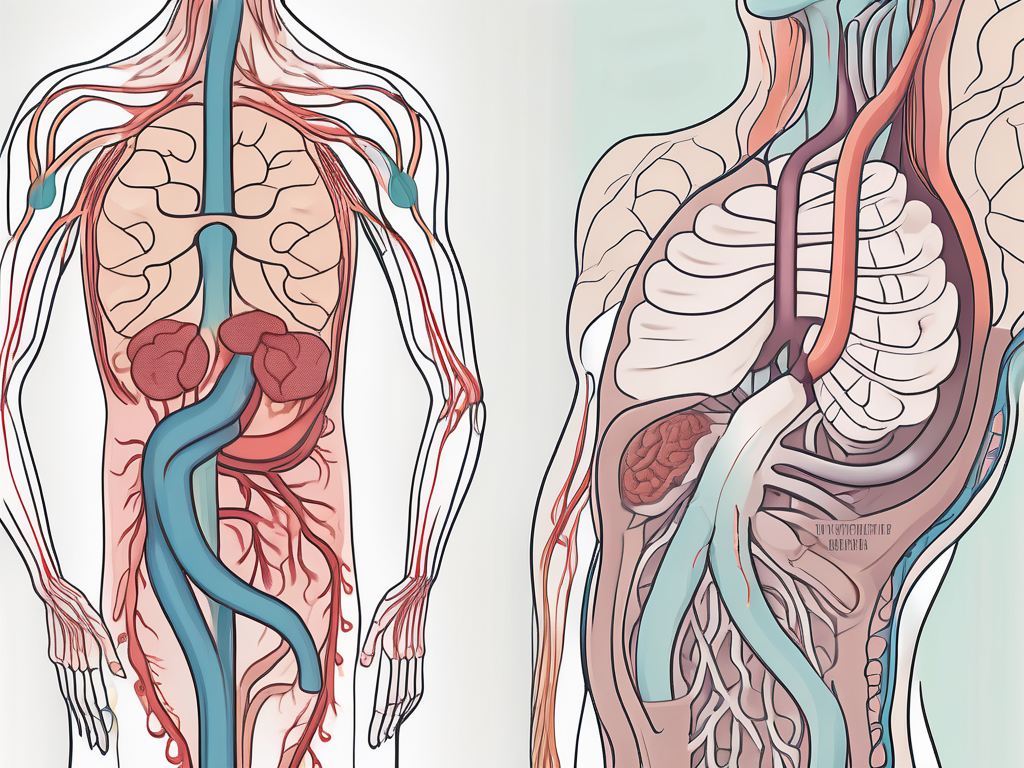 The digestive system highlighting the parasympathetic nerve fibers interacting with various organs like the stomach