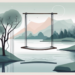 A serene landscape with a variety of calming elements like a calm lake