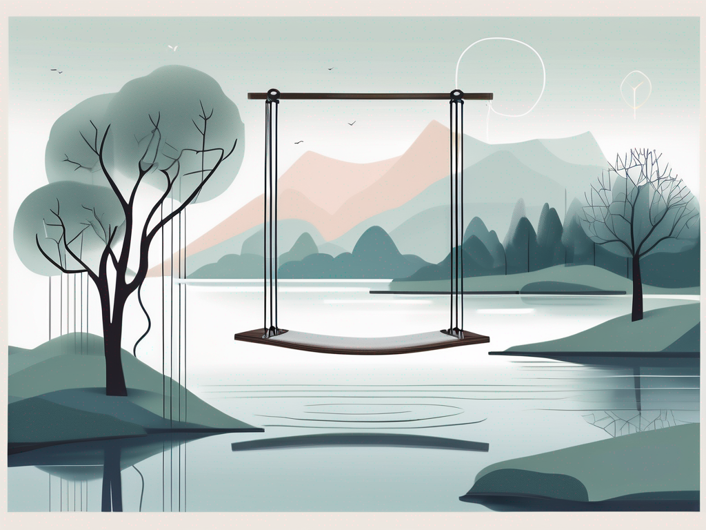 A serene landscape with a variety of calming elements like a calm lake