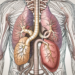 The human digestive system with a focus on the parasympathetic nerves interconnecting various organs