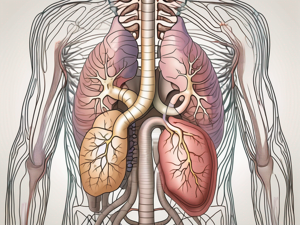 The human digestive system with a focus on the parasympathetic nerves interconnecting various organs