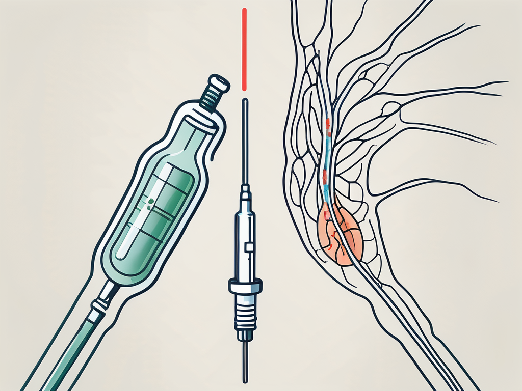 A syringe next to a simplified