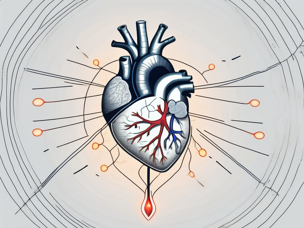 A human heart with the parasympathetic nerve visibly connected to it