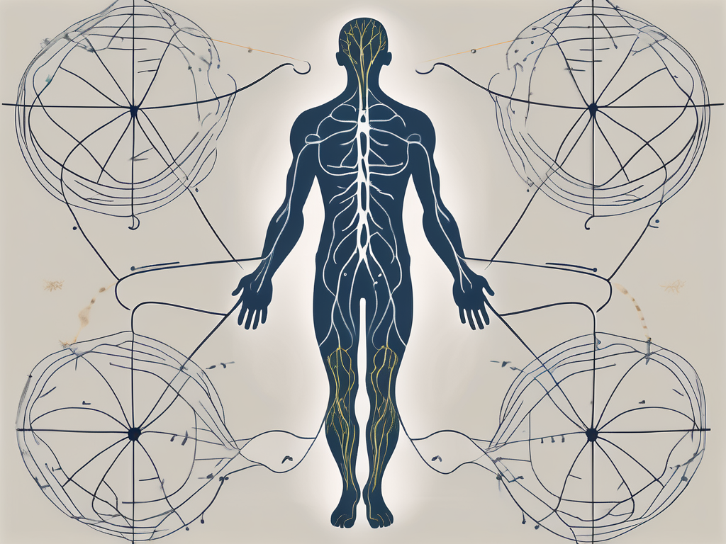 A human silhouette with the nervous system highlighted