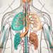 The parasympathetic nerve system with highlighted neurotransmitter release points