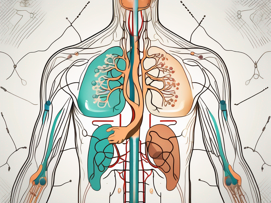 The parasympathetic nerve system with highlighted neurotransmitter release points