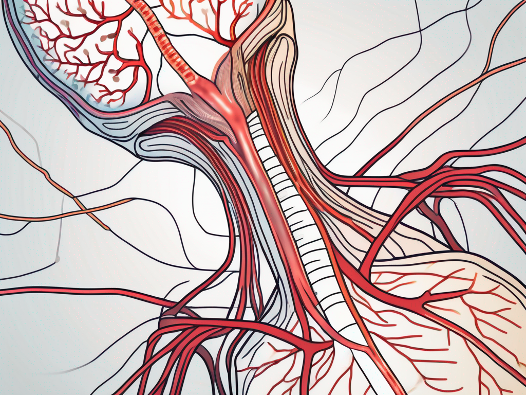 The human nervous system highlighting the parasympathetic nerves that connect to the bladder