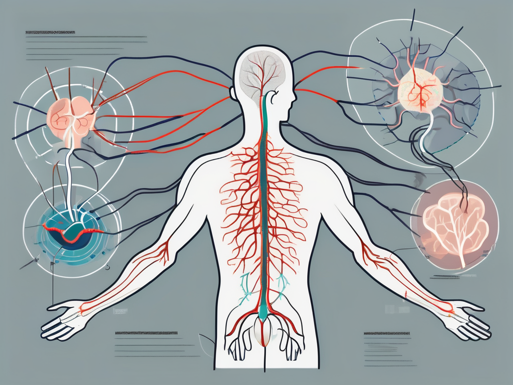 The human nervous system highlighting the parasympathetic nerve with an indication of a pinching or constriction