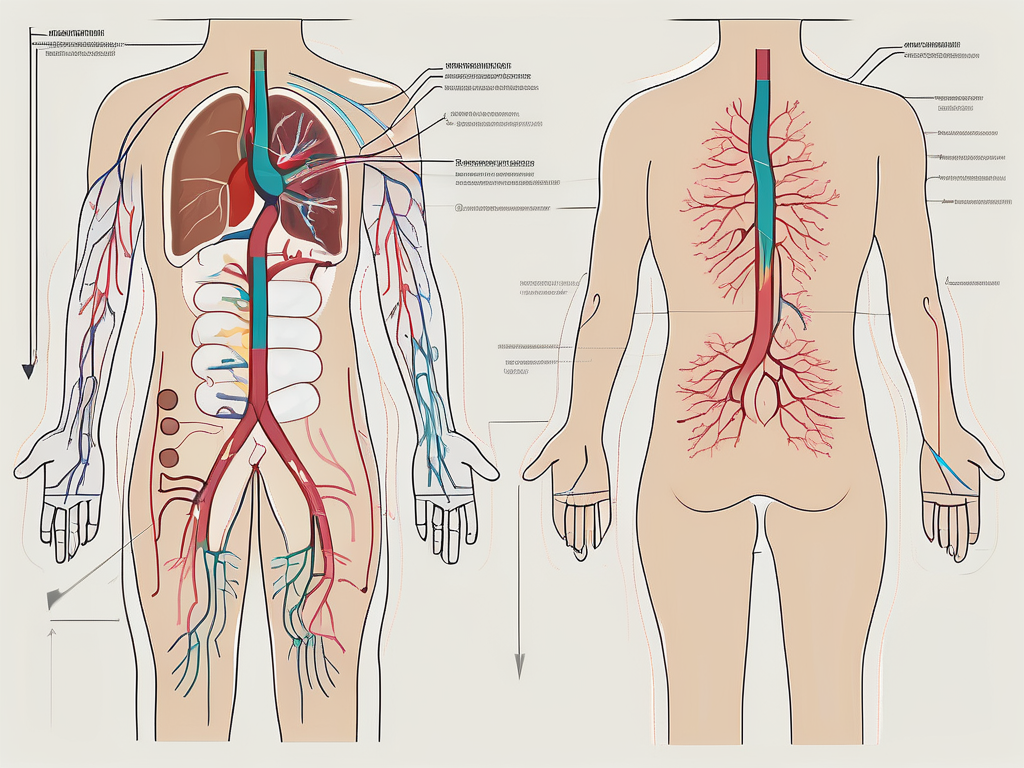 A human digestive system with highlighted areas showing the parasympathetic nerve network