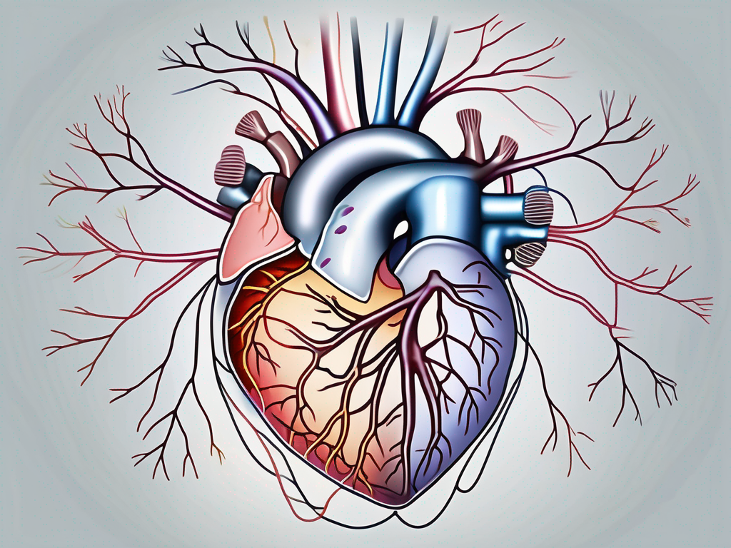 The human heart with the vagus nerve visibly connected