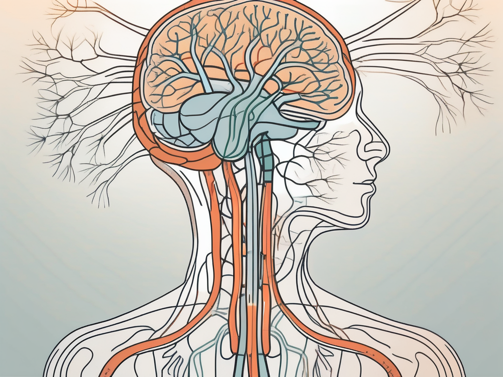 The human nervous system highlighting the vagus nerve