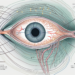 An eye with detailed annotations of the parasympathetic nerve pathway