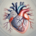 A human heart with distinct areas highlighted to represent sympathetic and parasympathetic nerve fibers