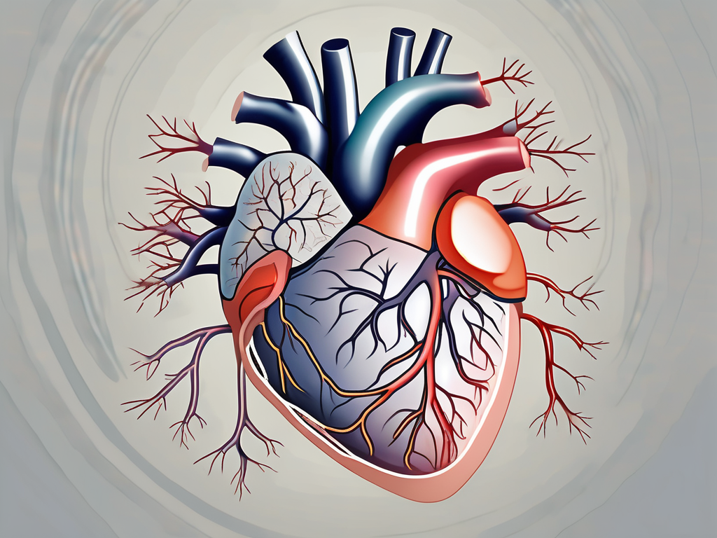 A human heart with distinct areas highlighted to represent sympathetic and parasympathetic nerve fibers