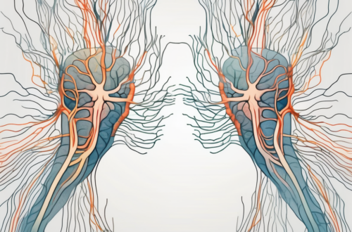 The nervous system highlighting the sympathetic and parasympathetic nerve fibers