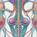 The pelvic area with a focus on the parasympathetic nerve system connecting to the prostate