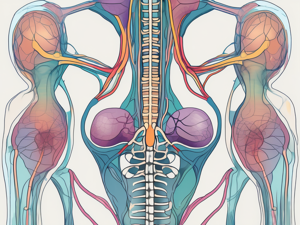 The pelvic area with a focus on the parasympathetic nerve system connecting to the prostate