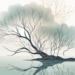 A tranquil nature scene with elements symbolizing the nervous system