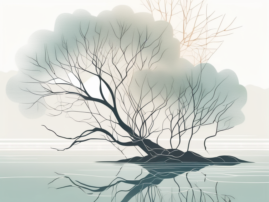 A tranquil nature scene with elements symbolizing the nervous system