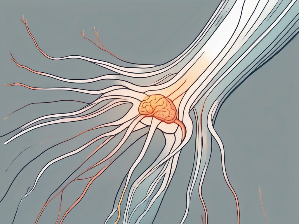 A parasympathetic nerve fiber with visible neurotransmitters being released upon stimulation