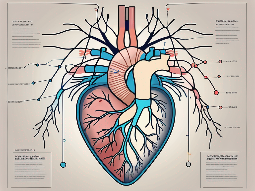 A human heart connected to the sympathetic and parasympathetic nerves