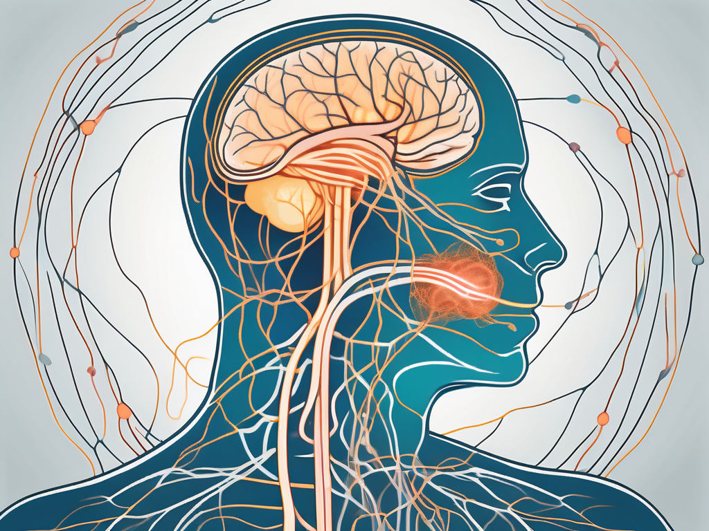 The human nervous system highlighting the vagus nerve