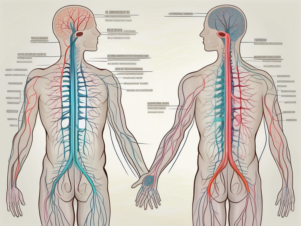 The human nervous system highlighting the parasympathetic nerve fibers