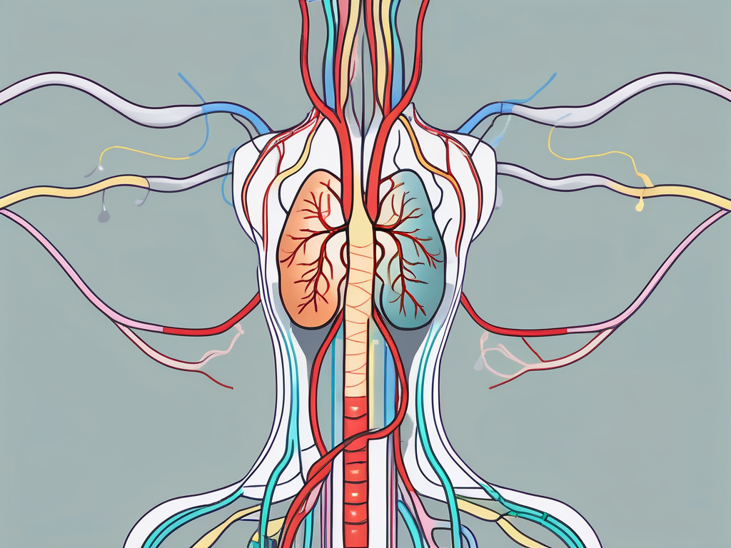 The vagus nerve showing its connection to various organs